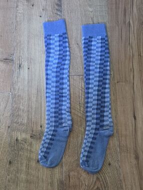 Blue Checkered Knee-High Socks